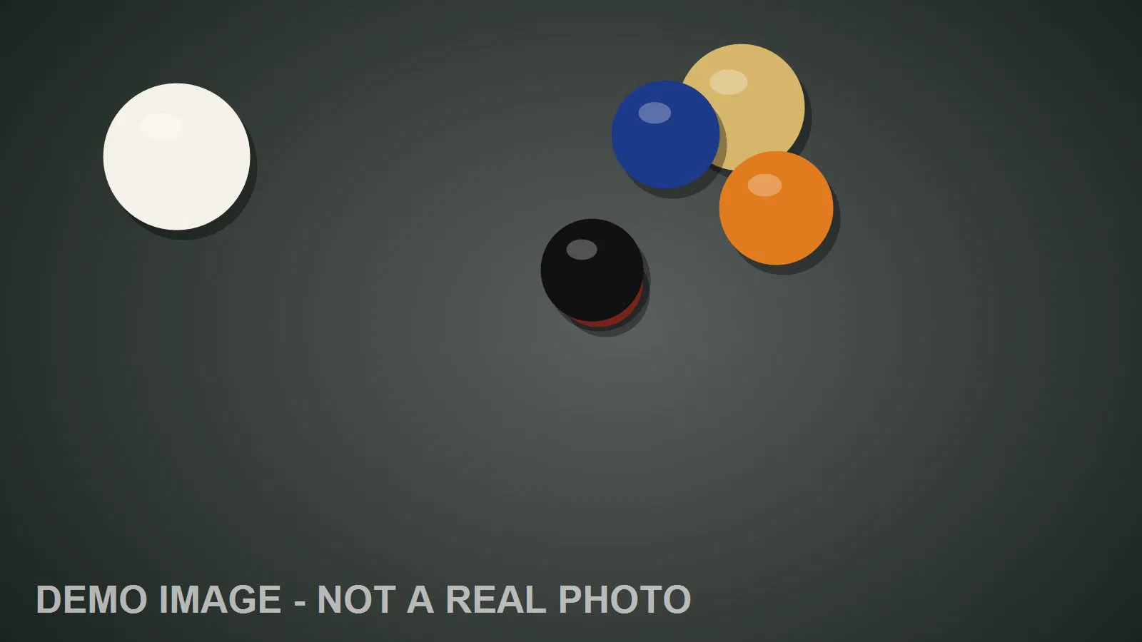 Demo image: balls on a dark table