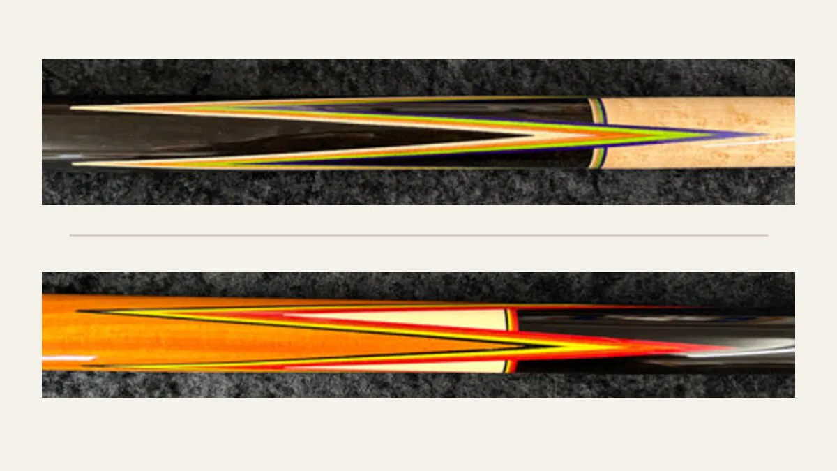Prather custom cues point and veneer detail